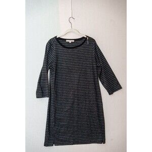 Ann Taylor LOFT L midi shirt dress striped gray